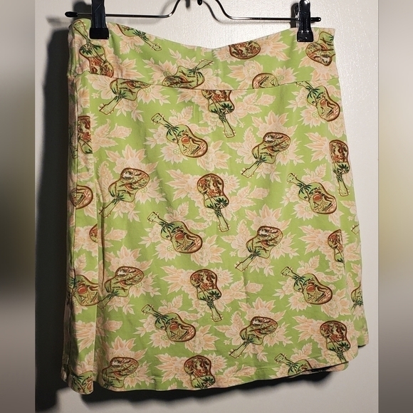 Louie & Lucie Hawaiian Guitar/ Ukulele Cotton Mini Skirt Size Small Green Pink - Picture 2 of 5